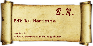 Béky Marietta névjegykártya